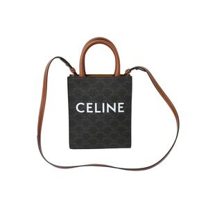 CELINE Vertical Triomphe Canvas Shoulder Bag Brown